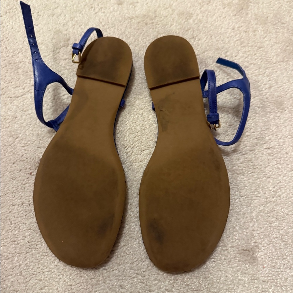 Tory Burch Blue Sandals Soft Fabric Chic Design - Picture 2 of 7